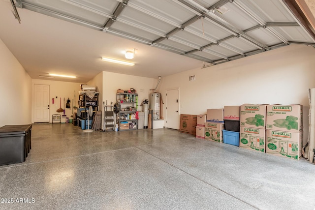 garage with water heater