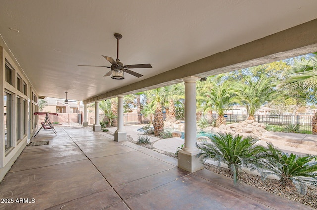 view of patio / terrace with ceiling fan