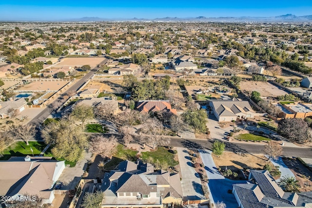 bird's eye view with a mountain view