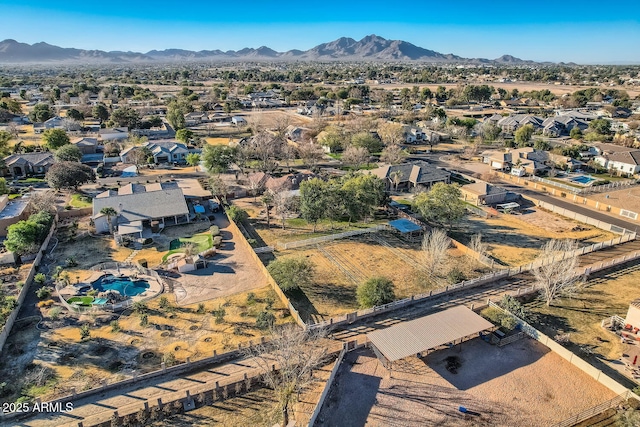 drone / aerial view featuring a mountain view