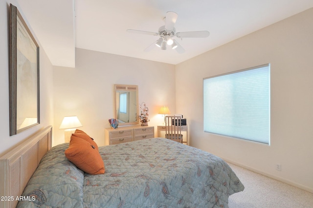 bedroom with carpet floors and ceiling fan