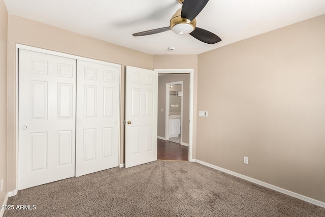 7029 S Golfside Ln, Phoenix, AZ 85042 - unfurnished bedroom with carpet flooring, a closet, and ceiling fan