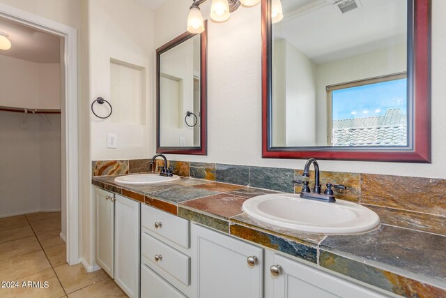 bathroom with tile patterned floors and plus walk in shower