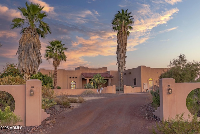 view of pueblo revival-style home