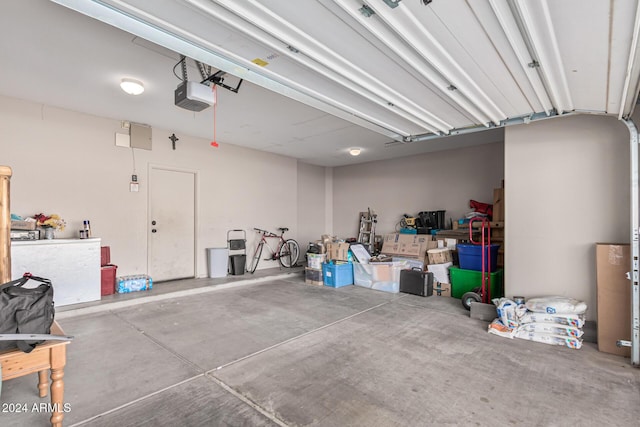 garage with a garage door opener