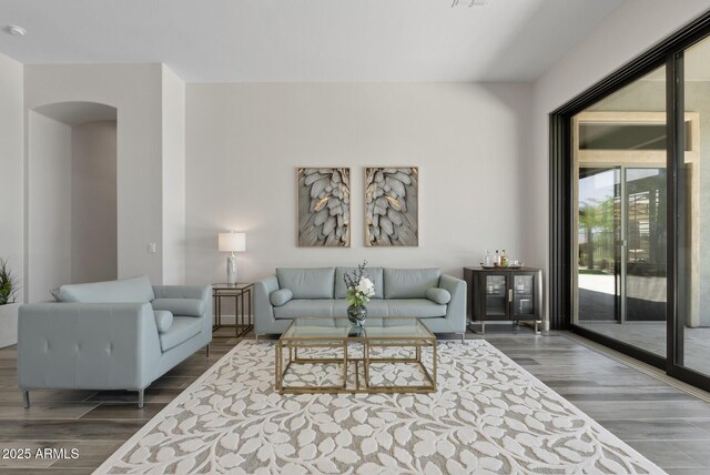 3045 W Feather Sound Dr, Phoenix, AZ 85086 - living room with wood finished floors and arched walkways