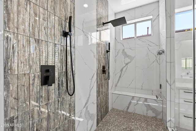 3045 W Feather Sound Dr, Phoenix, AZ 85086 - full bathroom featuring a marble finish shower and healthy amount of natural light