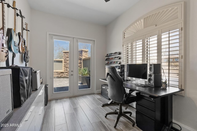 3045 W Feather Sound Dr, Phoenix, AZ 85086 - office with french doors, baseboards, and wood finished floors