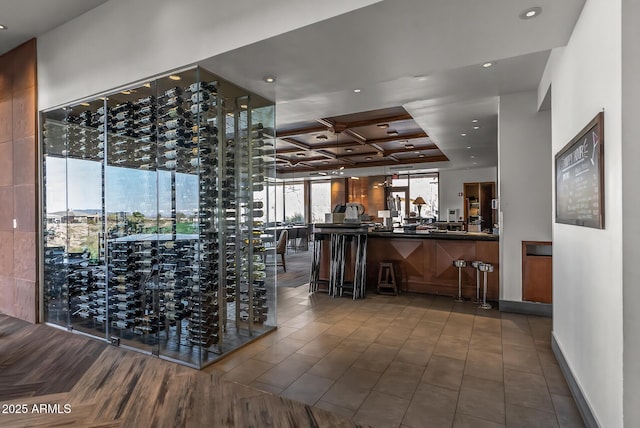 3045 W Feather Sound Dr, Phoenix, AZ 85086 - wine area with coffered ceiling and recessed lighting