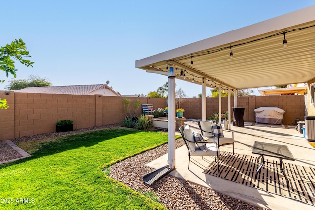 view of yard with a patio area