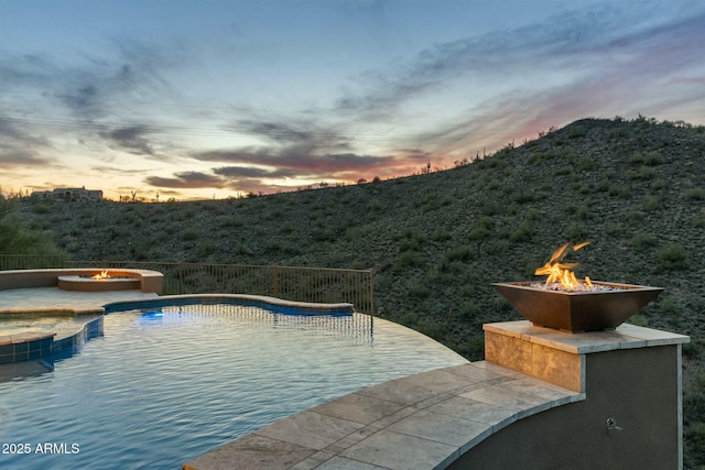11320 N Crestview Dr, Fountain Hills, AZ 85268 - view of pool with a patio, a fire pit, and a pool with connected hot tub