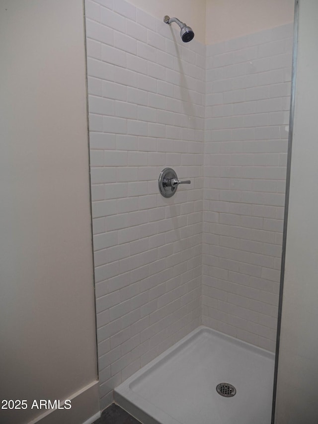 bathroom featuring a stall shower