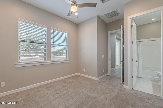 36169 N Serrano Ave, Queen Creek, AZ 85140 - unfurnished bedroom with ceiling fan, visible vents, baseboards, and carpet floors