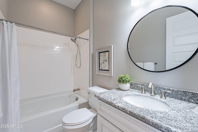 36169 N Serrano Ave, Queen Creek, AZ 85140 - bathroom with shower / bathtub combination with curtain, vanity, and toilet