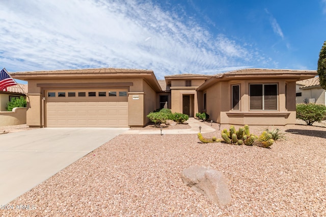 prairie-style house with a garage