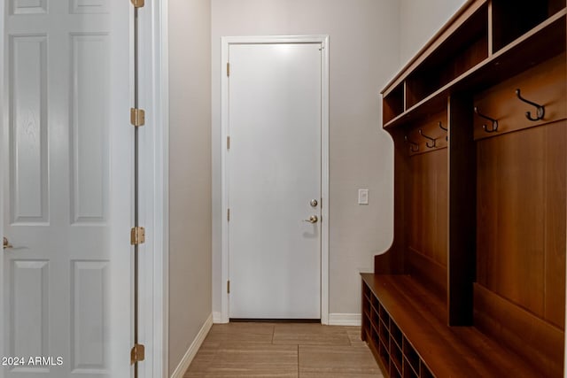 mudroom featuring light wood-type flooring