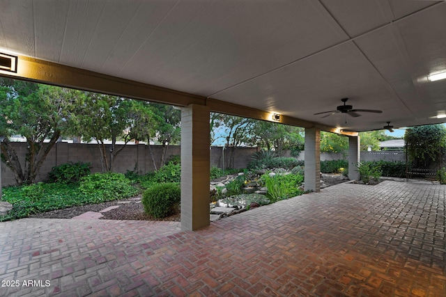 315 E Marlette Ave, Phoenix, AZ 85012 - view of patio featuring a fenced backyard and ceiling fan