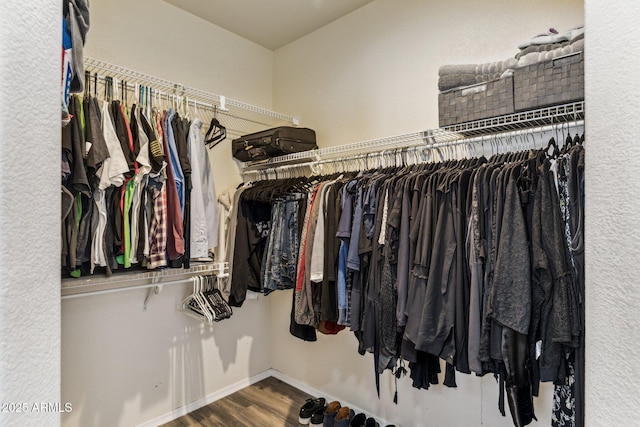 spacious closet with wood finished floors