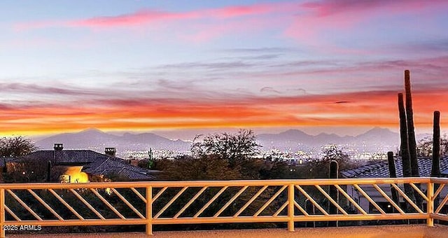 exterior space featuring a mountain view