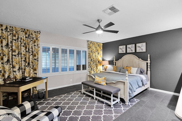 bedroom featuring ceiling fan