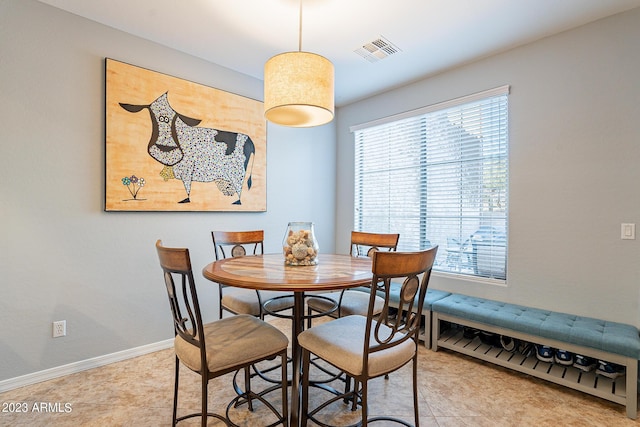 tiled dining area with a wealth of natural light