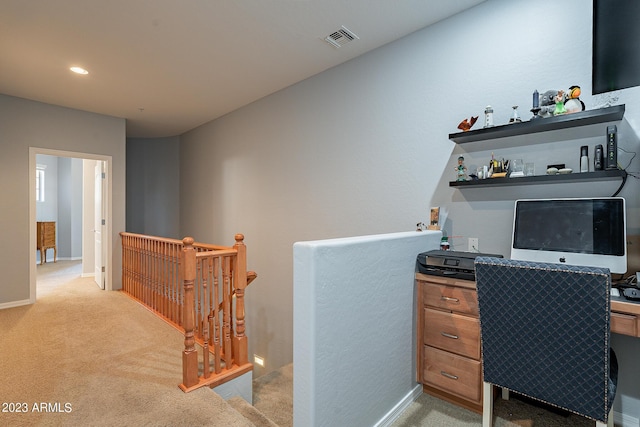 view of carpeted home office