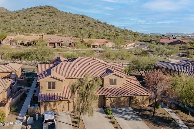 drone / aerial view with a mountain view