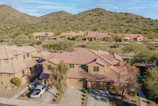 drone / aerial view with a mountain view