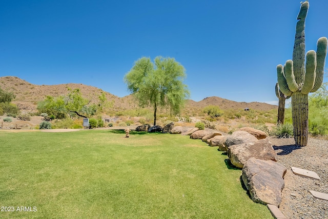 view of yard with a mountain view