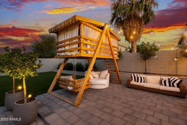 2533 W Novak Way, Phoenix, AZ 85041 - view of patio / terrace featuring an outdoor living space and a fenced backyard