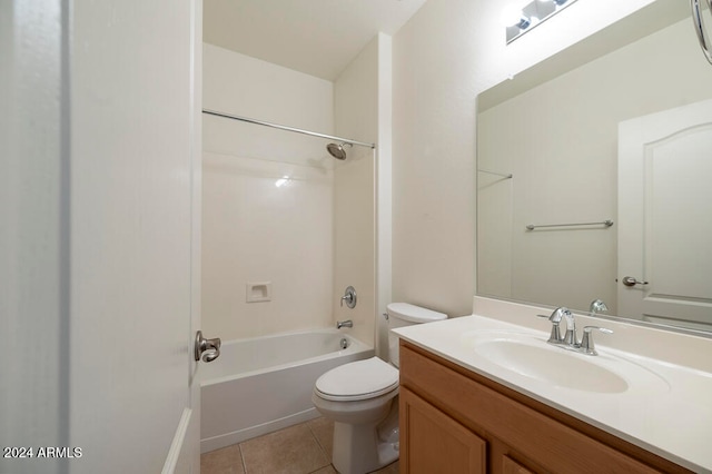 full bathroom featuring tile patterned floors, vanity, toilet, and shower / tub combination