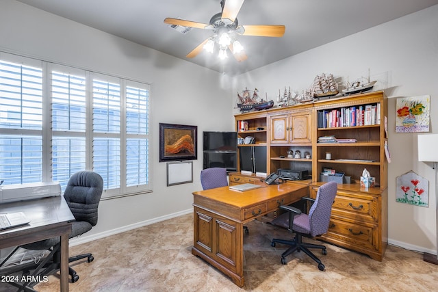 2728 W Adventure Dr, Anthem, AZ 85086 - office featuring a ceiling fan and baseboards