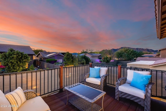 2728 W Adventure Dr, Anthem, AZ 85086 - deck at dusk with a residential view and an outdoor living space