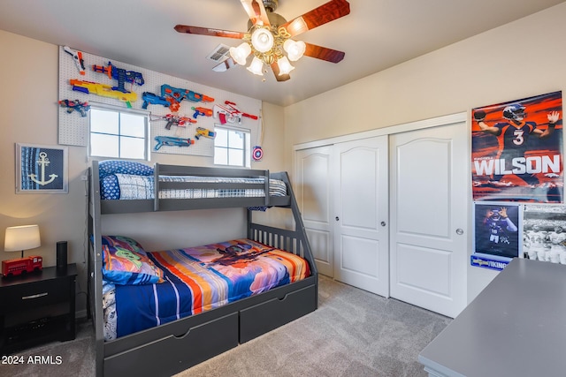 2728 W Adventure Dr, Anthem, AZ 85086 - carpeted bedroom with a closet and ceiling fan