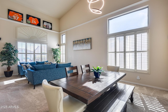 2728 W Adventure Dr, Anthem, AZ 85086 - carpeted dining room featuring healthy amount of natural light and high vaulted ceiling