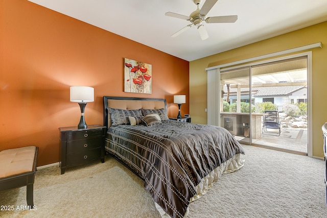 20454 N Palm Canyon Dr, Surprise, AZ 85374 - carpeted bedroom featuring baseboards, access to exterior, and a ceiling fan