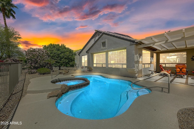 20454 N Palm Canyon Dr, Surprise, AZ 85374 - view of pool with a patio area, a pool with connected hot tub, and fence