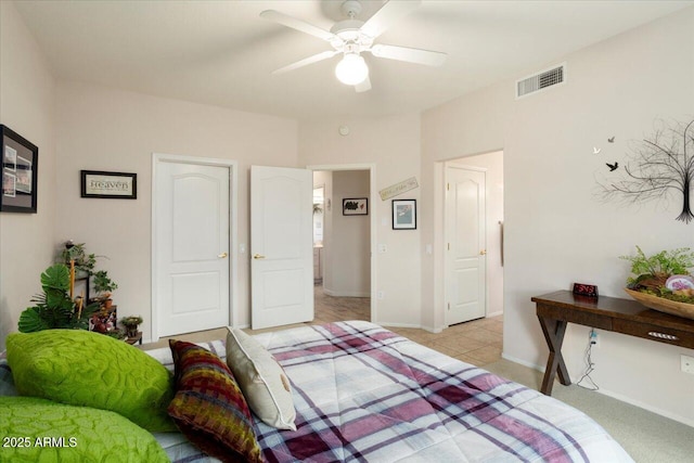 bedroom featuring ceiling fan