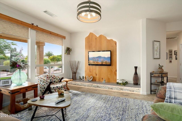 living area featuring wood-type flooring