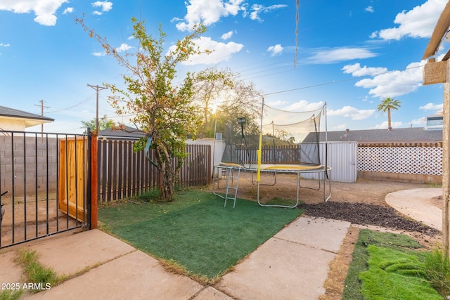 view of yard featuring a trampoline