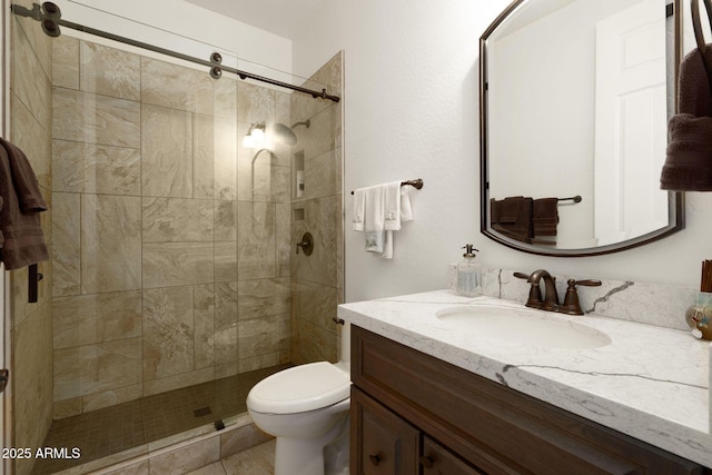 17665 N 93rd Way, Scottsdale, AZ 85255 - bathroom with vanity, a stall shower, and toilet