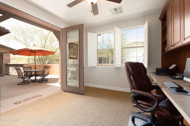 17665 N 93rd Way, Scottsdale, AZ 85255 - office area featuring ceiling fan, baseboards, and carpet