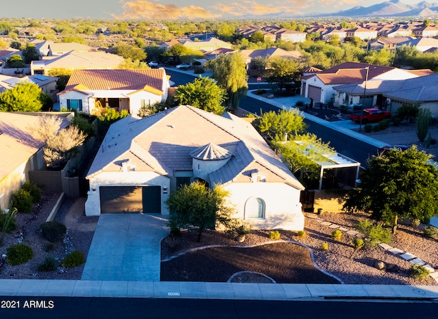 aerial view featuring a mountain view