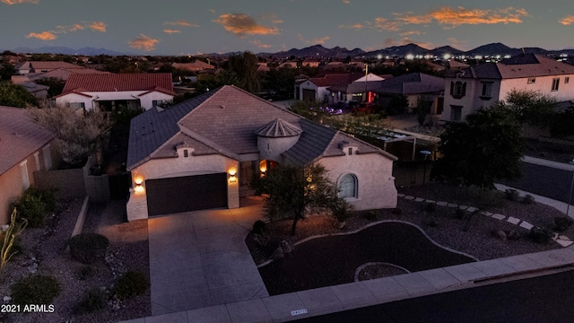 exterior space with a garage