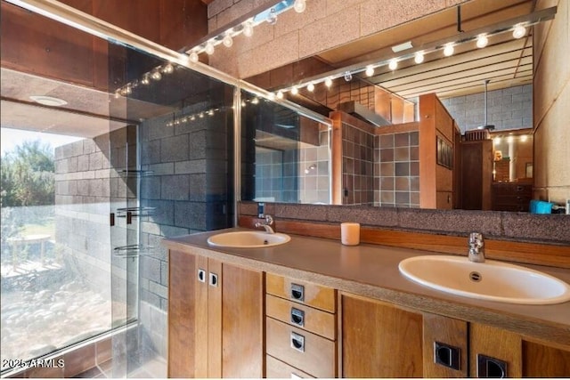 25232 N Horseshoe Trl, Scottsdale, AZ 85255 - bathroom featuring double vanity and a shower stall