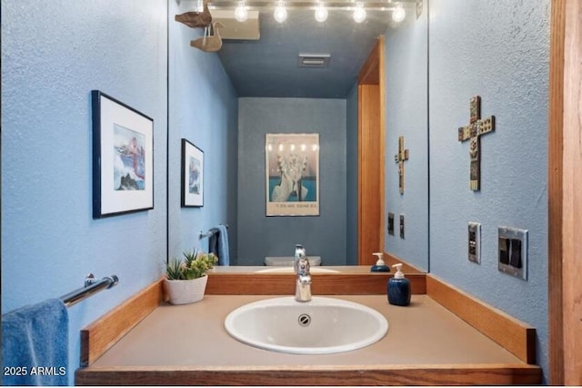 25232 N Horseshoe Trl, Scottsdale, AZ 85255 - bathroom with vanity and a textured wall