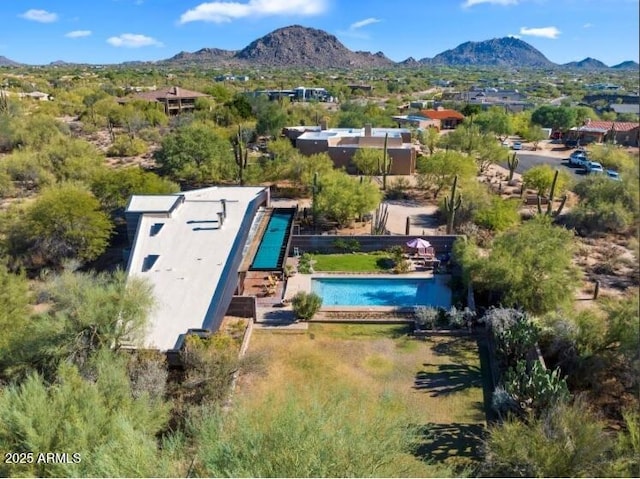 25232 N Horseshoe Trl, Scottsdale, AZ 85255 - view from above of property with mountains and a pool