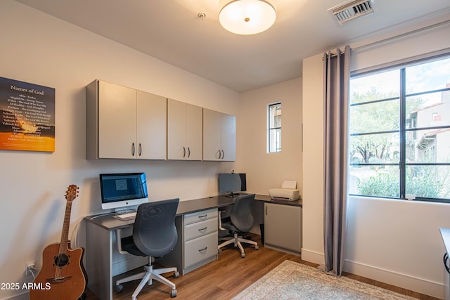 office space featuring light hardwood / wood-style flooring