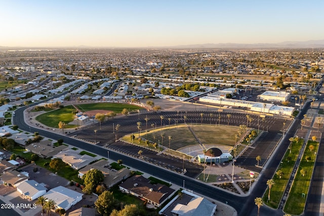 view of aerial view at dusk