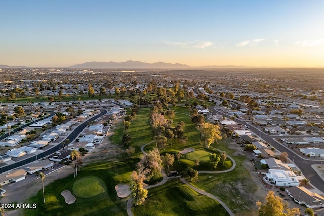 view of aerial view at dusk